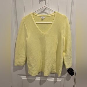 J. Jill Soft V-Neck Lightweight Sweater - Lemon